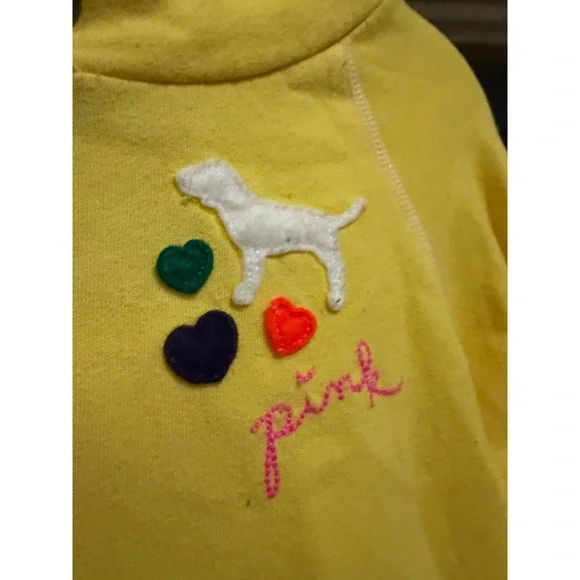 Victoria's Secret PINK Yellow All You Need Is PINK Embroidered Hoodie Small - Picture 9 of 9